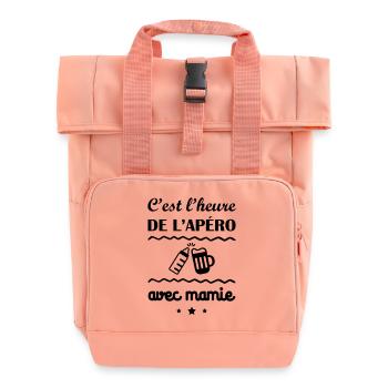 C'est l'heure, mamie, cadeau de naissance - Sac à dos Roll Top à deux anses - rose liberty - Devant