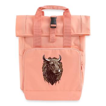 Bull's Head - Roll Top Backpack with Two Handles - chintz rose - Front