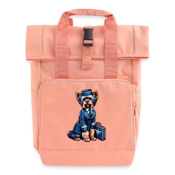 Yorkshire Terrier Stewardess - Rolltop Rucksack mit zwei Griffen - Chintzrosa - Vorne