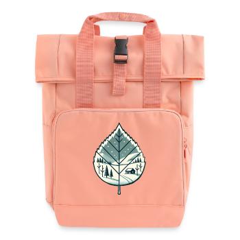Blatt mit Schneelandschaft - Rolltop Rucksack mit zwei Griffen - Chintzrosa - Vorne