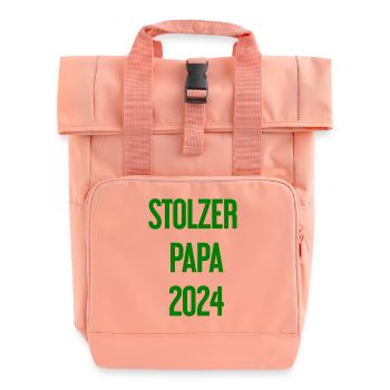 Stolzer Papa 2024 – für frischgebackene Väter - Rolltop Rucksack mit zwei Griffen - Chintzrosa - Vorne