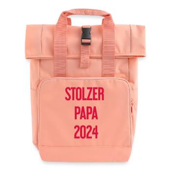 Stolzer Papa 2024 – für frischgebackene Väter - Rolltop Rucksack mit zwei Griffen - Chintzrosa - Vorne