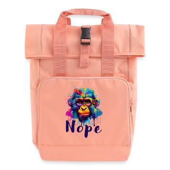 Affe - Nope - Nein - Ist mir egal - Rolltop Rucksack mit zwei Griffen - Chintzrosa - Vorne