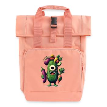 lustiges süß Monster mit Gemüse Einauge Gurke - Rolltop Rucksack mit zwei Griffen - Chintzrosa - Vorne