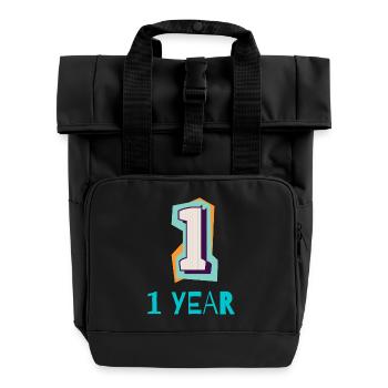 1. 1 Jahr. 1. JUBILÄUM. 1-JÄHRIGES JUBILÄUM. ANNI - Rolltop Rucksack mit zwei Griffen - Schwarz - Vorne