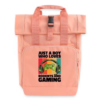 Gamer and Rodents: Video Games and Agile Adventure - Roll Top Backpack with Two Handles - chintz rose - Front