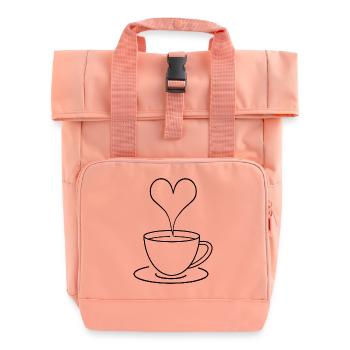 Tasse à café minimaliste coeur, amour, cadeau - Sac à dos Roll Top à deux anses - rose liberty - Devant