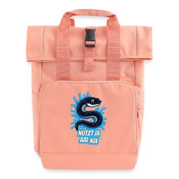 jeu de mots allemand "Nützt ja Aal Nix" Boucles d'anguille de dessin animé - Sac à dos Roll Top à deux anses - rose liberty - Devant