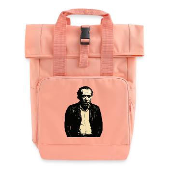 Noir Charles Bukowski portrait - Roll Top Backpack with Two Handles - chintz rose - Front