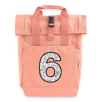 Six digits with scratch texture - Roll Top Backpack with Two Handles - chintz rose - Front