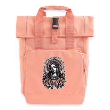 Dark Mary with Rosary - Roll Top Backpack with Two Handles - chintz rose - Front
