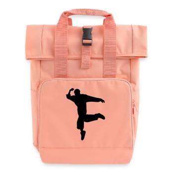 B-Boy Silhouette – Breakdance Move - Rolltop Rucksack mit zwei Griffen - Chintzrosa - Vorne