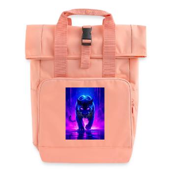 Ein Panther leuchtet in heftigem Neonpink und violetter Tanne - Rolltop Rucksack mit zwei Griffen - Chintzrosa - Vorne