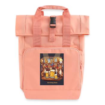 Surviving Xmas - Roll Top Backpack with Two Handles - chintz rose - Front