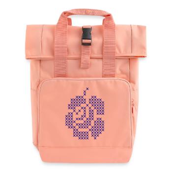 Motif de rose au point de croix bleu - Sac à dos Roll Top à deux anses - rose liberty - Devant