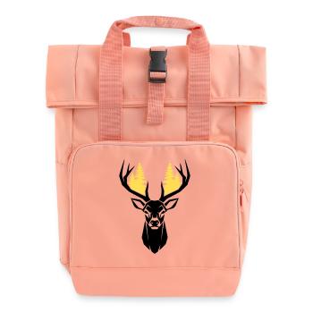  Hirschkopf Wald Silhouette - Rolltop Rucksack mit zwei Griffen - Chintzrosa - Vorne