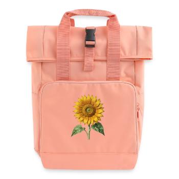 Sunflower Botanical Engraving - Roll Top Backpack with Two Handles - chintz rose - Front