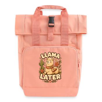 Llama Later Lama - Roll Top Backpack with Two Handles - chintz rose - Front