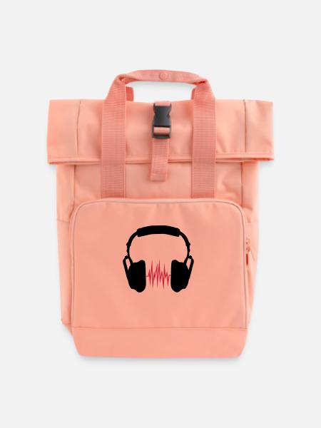 Kopfhörer - Rolltop Rucksack mit zwei Griffen - Chintzrosa