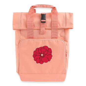 Rote Pfingstrose, Garten, Blume - Rolltop Rucksack mit zwei Griffen - Chintzrosa - Vorne