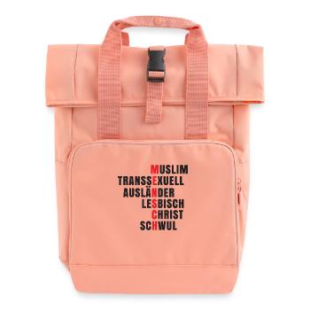 Antirassismus - Mensch - Rolltop Rucksack mit zwei Griffen - Chintzrosa - Vorne