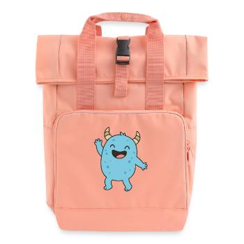 little blue monster - Roll Top Backpack with Two Handles - chintz rose - Front