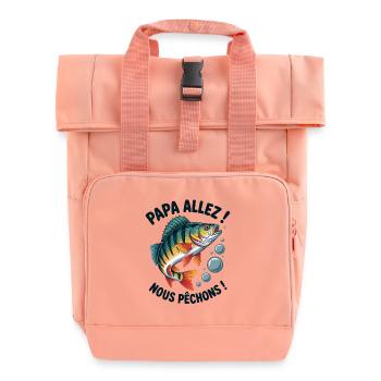 Papa allez! Nous pêchons ! Perche sautante - Sac à dos Roll Top à deux anses - rose liberty - Devant