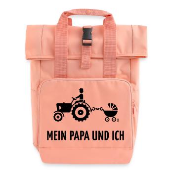 Mein Papa Und Ich (Bauer, Trecker & Kinderwagen,B) - Rolltop Rucksack mit zwei Griffen - Chintzrosa - Vorne