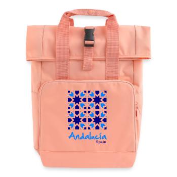 Andalusian Tiles 6 - Roll Top Backpack with Two Handles - chintz rose - Front