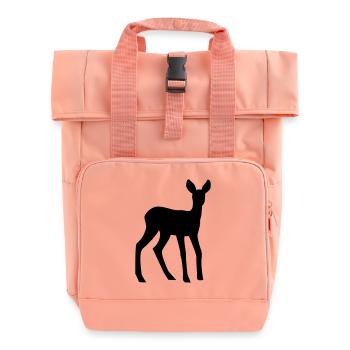 Deer - Fawn - Roll Top Backpack with Two Handles - chintz rose - Front
