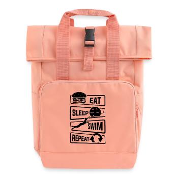 Eat Sleep Swim Repeat - Schwimmen Wassersport Pool - Rolltop Rucksack mit zwei Griffen - Chintzrosa - Vorne