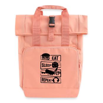 Eat Sleep Fly Repeat - Flugzeug Pilot Flieger Flug - Rolltop Rucksack mit zwei Griffen - Chintzrosa - Vorne