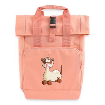 "Freddy Frettchen" - Comic - Cartoon - Rolltop Rucksack mit zwei Griffen - Chintzrosa - Vorne