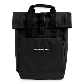 Fight Like Ukrainians Banner - Roll Top Backpack with Two Handles - black - Front