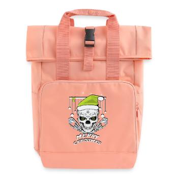Crâne de Noël vert - Sac à dos Roll Top à deux anses - rose liberty - Devant
