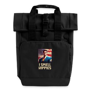 Retro Patriot Hero Portrait - Roll Top Backpack with Two Handles - black - Front