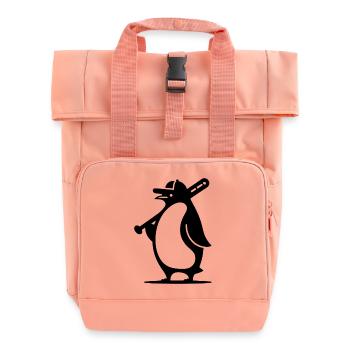 Pinguin Baseballspieler Silhouette - Rolltop Rucksack mit zwei Griffen - Chintzrosa - Vorne