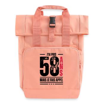 58 ans / t-shirt 58 ans / idée cadeau 58 ans - Sac à dos Roll Top à deux anses - rose liberty - Devant