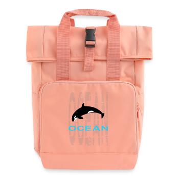 Wal - Ozean - Rolltop Rucksack mit zwei Griffen - Chintzrosa - Vorne