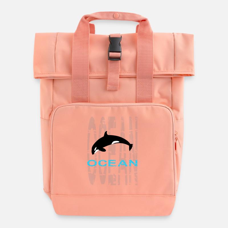 Wal - Ozean - Rolltop Rucksack mit zwei Griffen - Chintzrosa