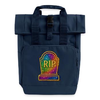 Galaktische RIP Grabstein Glitter - Rolltop Rucksack mit zwei Griffen - Navy - Vorne