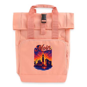 Hamburg Moin City Silhouette Splendor Elbe Gift - Roll Top Backpack with Two Handles - chintz rose - Front