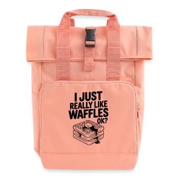 Ich mag Waffeln einfach wirklich, okay? - Rolltop Rucksack mit zwei Griffen - Chintzrosa - Vorne
