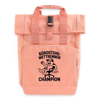 Office Chair Race Champion - Roll Top Backpack with Two Handles - chintz rose - Front