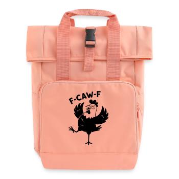 Dynamisches Cartoon-Huhn ruft F-CAW-F - Rolltop Rucksack mit zwei Griffen - Chintzrosa - Vorne