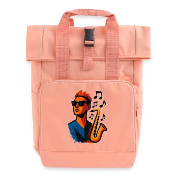 Saxophon – Jazz – Musik - Rolltop Rucksack mit zwei Griffen - Chintzrosa - Vorne