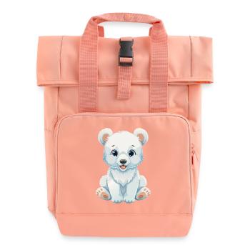 cute polar bear - Roll Top Backpack with Two Handles - chintz rose - Front