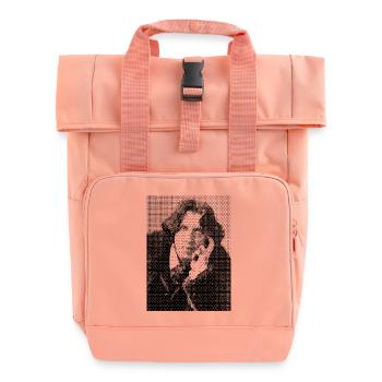 Oscar Wilde halftone portrait - Roll Top Backpack with Two Handles - chintz rose - Front