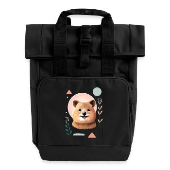 Quokka - Roll Top Backpack with Two Handles - black - Front
