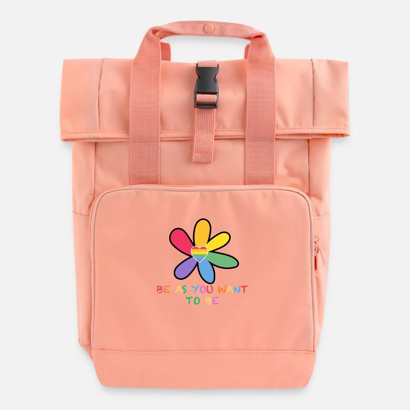 be as you want to be - Roll Top Backpack with Two Handles - chintz rose